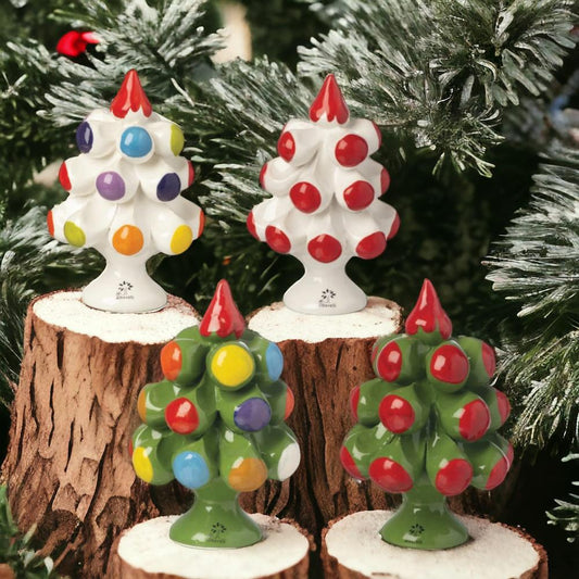 Gli Alberelli Albero Pigna Natura Verde Multicolore Di Natale 9x13 cm Porcellana Capodimonte Made In Italy