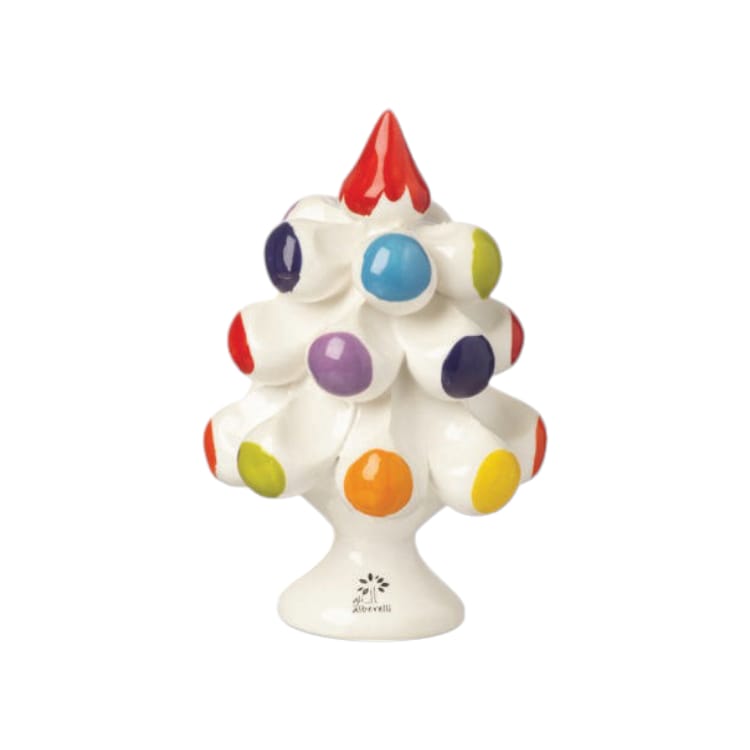 Gli Alberelli Albero Pigna Natura Verde Multicolore Di Natale 9x13 cm Porcellana Capodimonte Made In Italy B