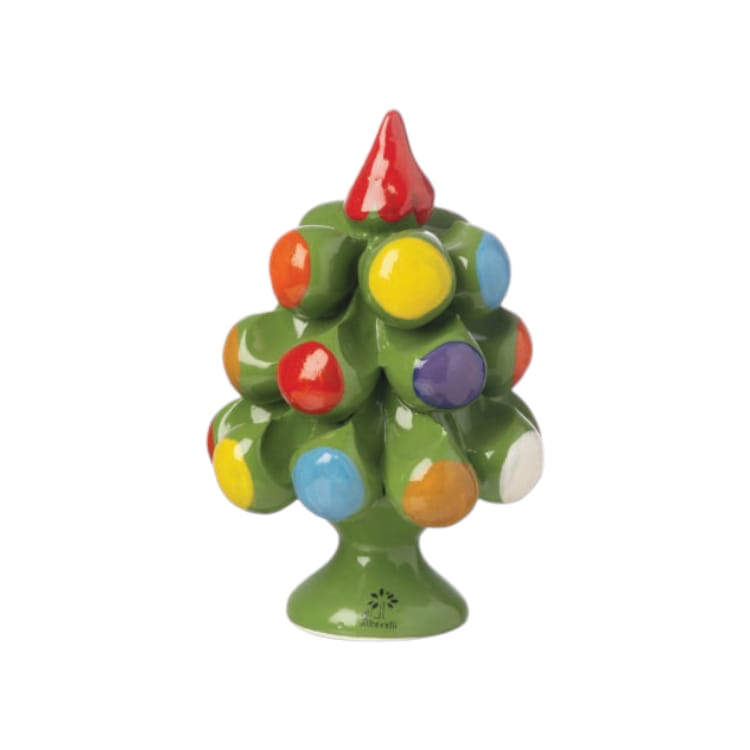 Gli Alberelli Albero Pigna Natura Verde Multicolore Di Natale 9x13 cm Porcellana Capodimonte Made In Italy V
