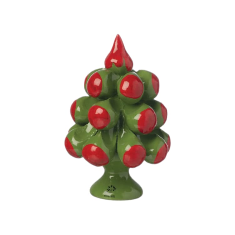 Gli Alberelli Albero Pigna Natura Verde Multicolore Di Natale 9x13 cm Porcellana Capodimonte Made In Italy VR