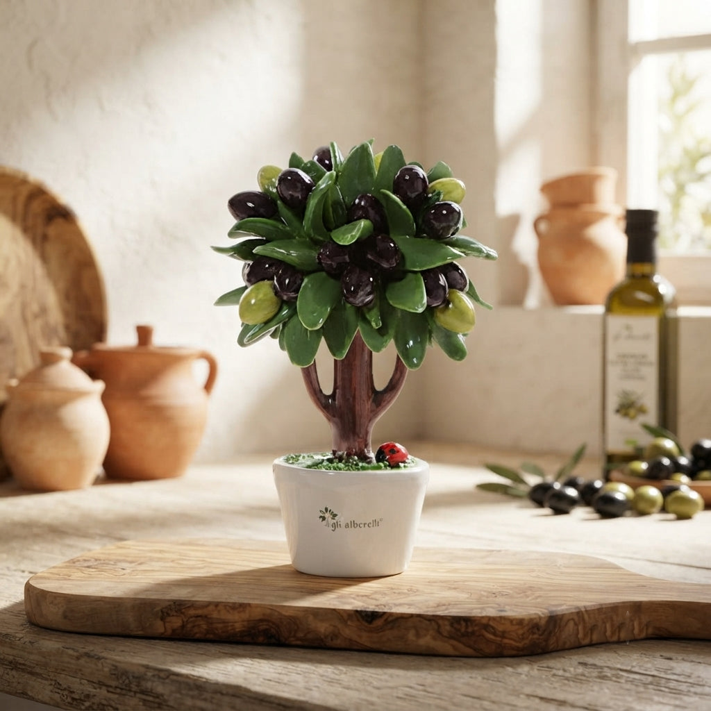 Gli Alberelli Albero Ulivo Ceramica Capodimonte 11x16 cm
