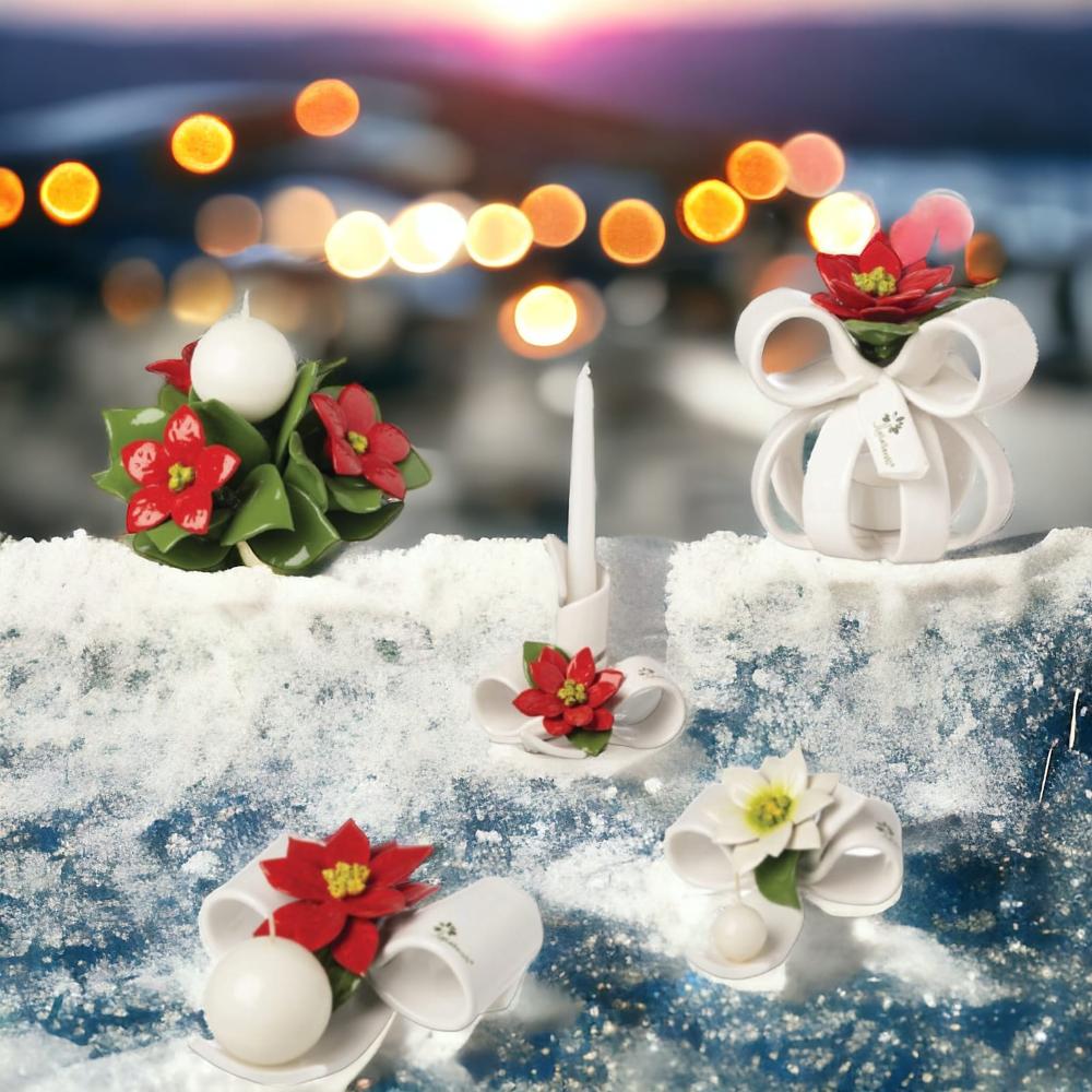 Gli Alberelli Collezione Porta Candele di Natale Fiocco Sfera Natalizi