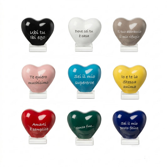 Gli Alberelli Cuore Ceramica su Base Vetro 8x7 cm con dedica