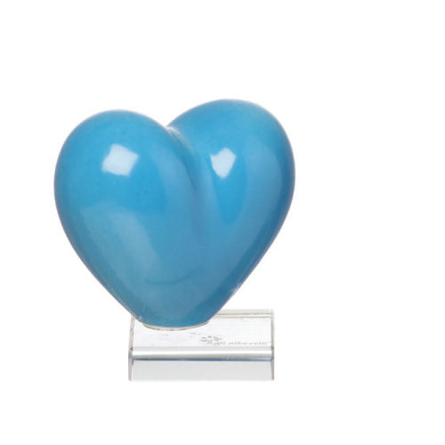 Gli Alberelli Cuore Azzurro Capodimonte con Base Plexy 16x16 cm