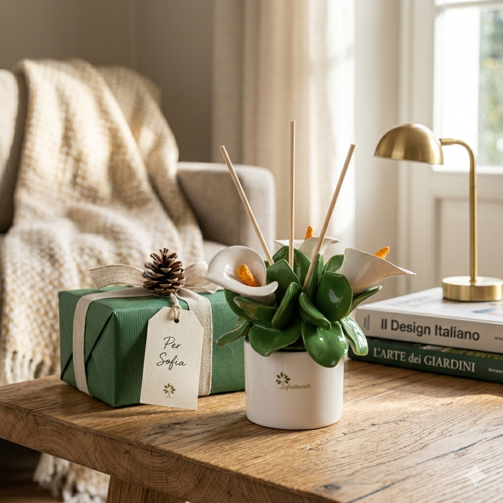 Gli Alberelli Diffusore Fiori Ceramica Capodimonte 14x13 cm Calle