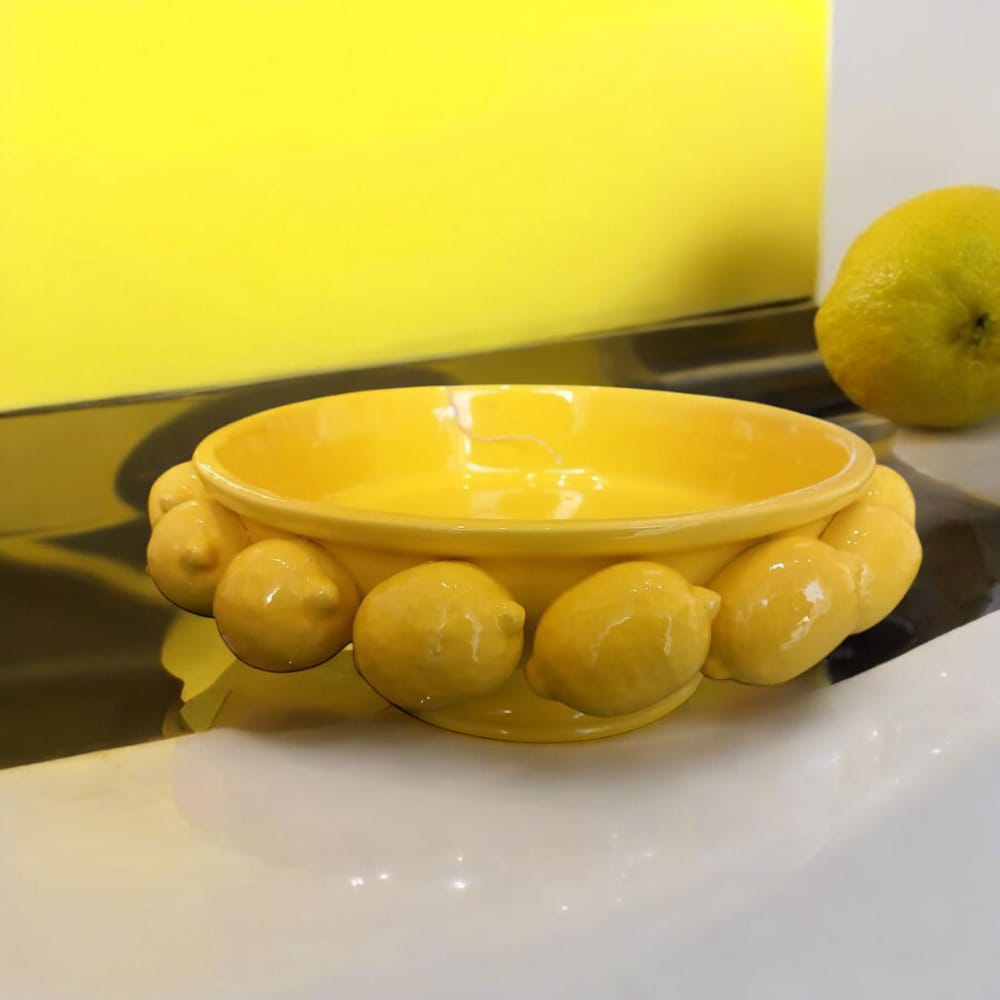 Gli Alberelli Fruttiera Centrotavola Limoni in Ceramica di Capodimonte Ø37 cm