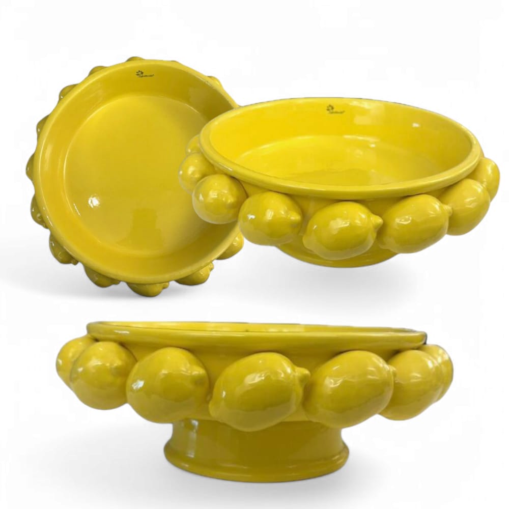 Gli Alberelli Fruttiera Centrotavola Limoni in Ceramica di Capodimonte Ø37 cm