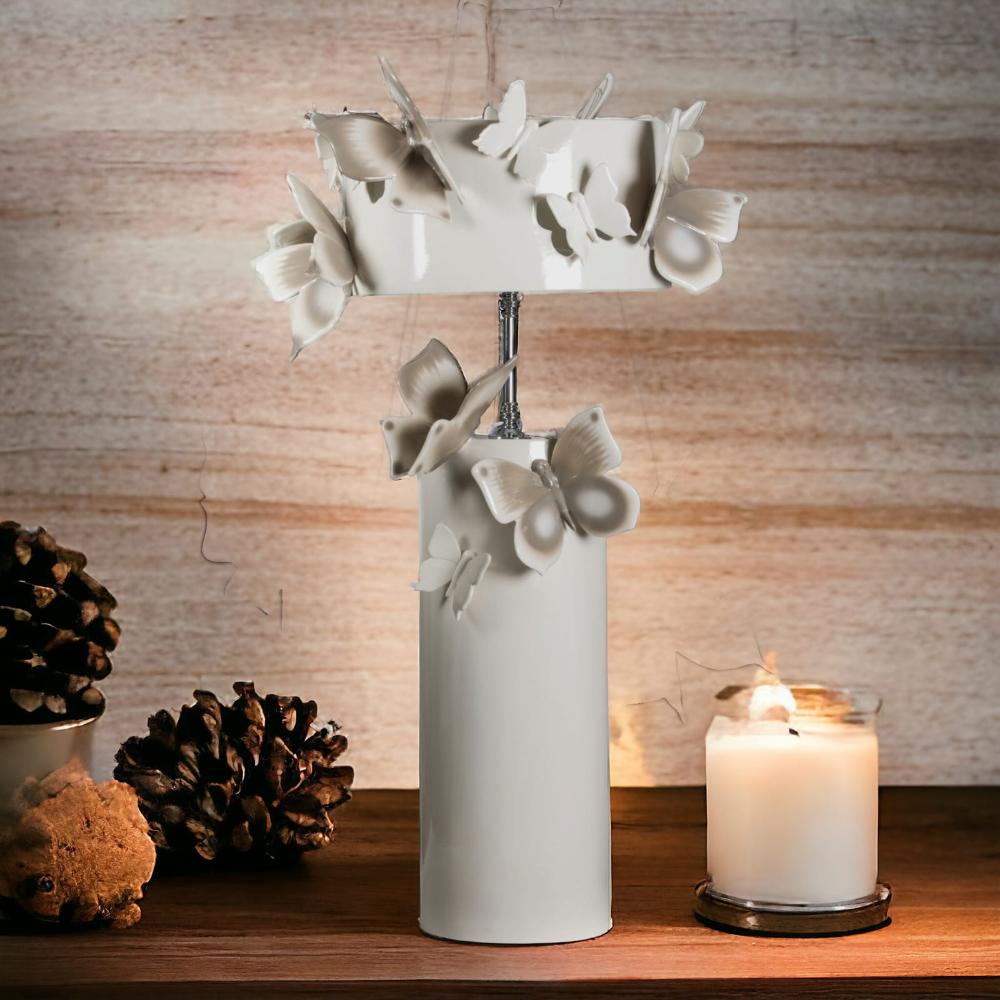 Gli Alberelli Lampada Cilindrica Grande Farfalle con Paralume 0716P 58 X 95m Panna