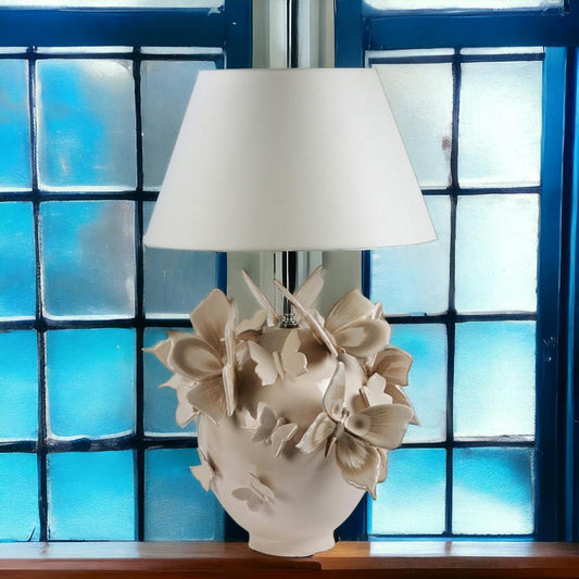 Gli Alberelli Lampada Uovo Farfalle con Paralume 0701 - 43x75cm Panna