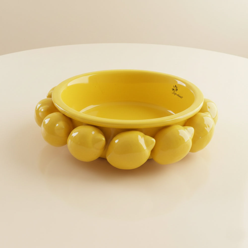 Gli Alberelli Piattino Svuotatasche Limoni Ceramica Capodimonte Ø23 cm