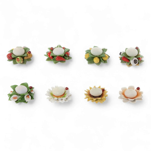 Gli Alberelli Porta Candele Ceramica Fiori e Frutta 10x6 cm