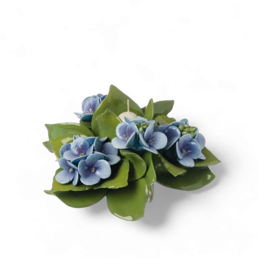 Gli Alberelli Porta Candele Ortensie Decoro Fiori  19cm
