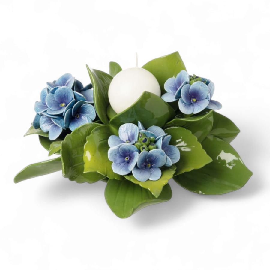 Gli Alberelli Porta Candele Ortensie Decoro Fiori  30cm
