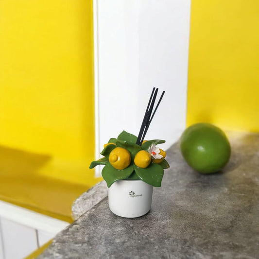 Gli Alberelli Profumatore Decoro Limoni in Ceramica di Capodimonte 14cm