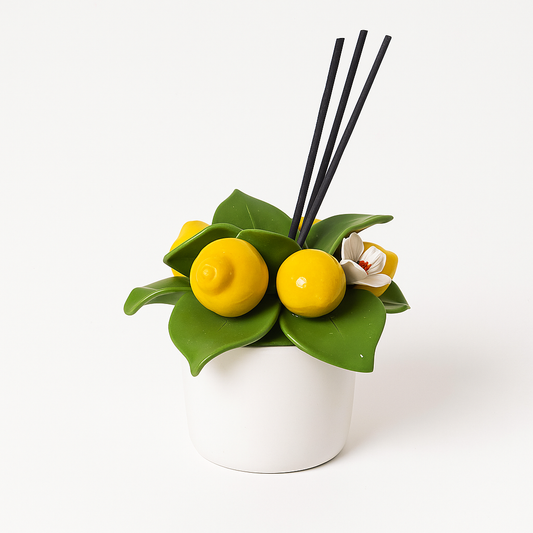 Gli Alberelli Profumatore Decoro Limoni in Ceramica di Capodimonte 14cm