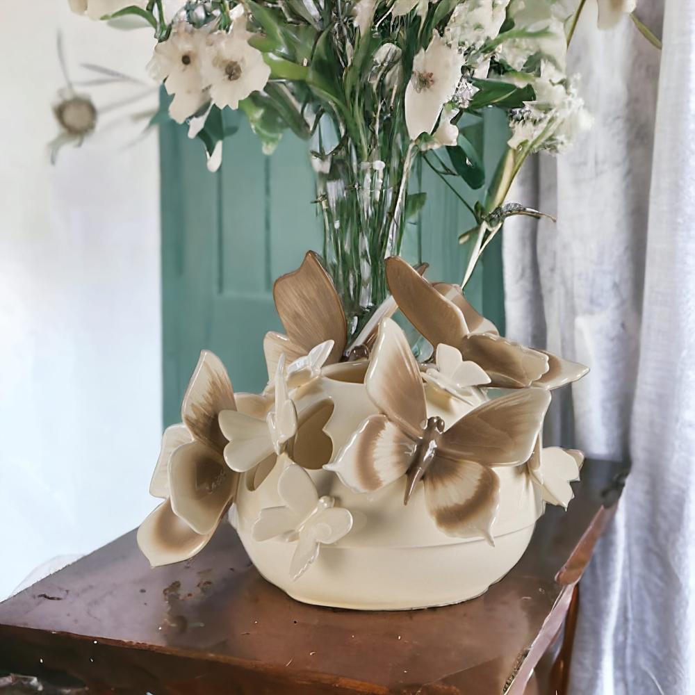 Gli Alberelli Scatola Centrotavola Farfalle 0711 Cm. 37X32 Panna