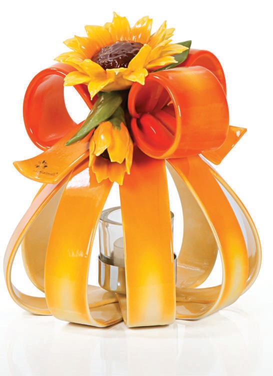 Gli Alberelli Sfera Nastri Colore Porta Candele Girasole Made Italy 0509a
