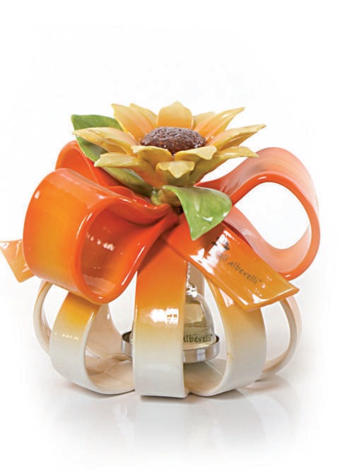 Gli Alberelli Sfera Nastri Colore Porta Candele Girasole Made Italy 0510a