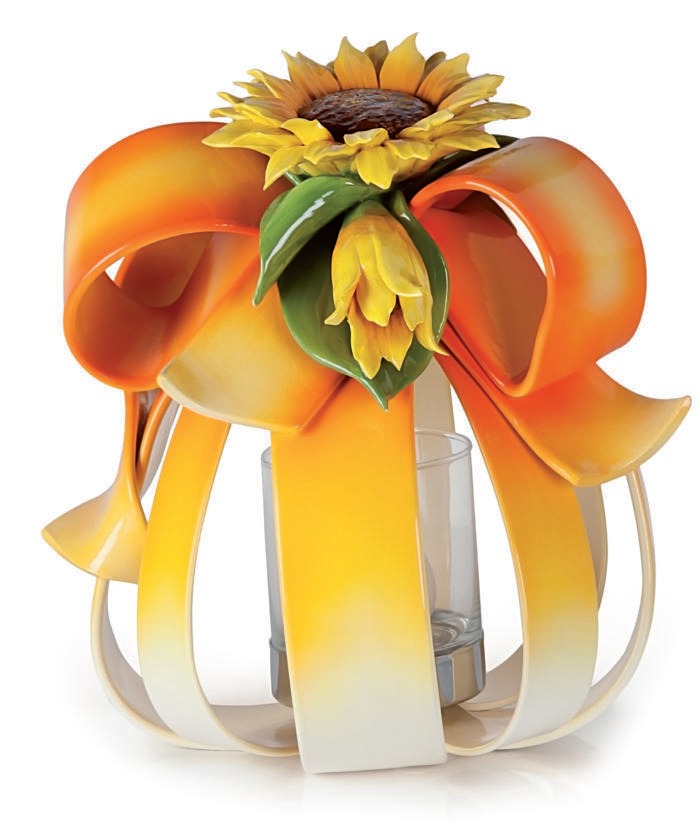 Gli Alberelli Sfera Nastri Colore Porta Candele Girasole Made Italy 0516a