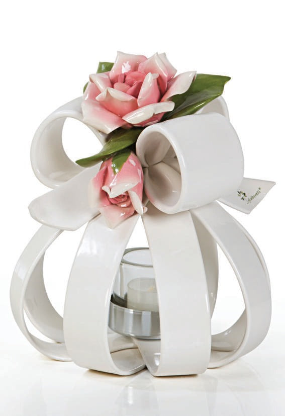 Gli Alberelli Sfera Nastri Colore Porta Candele Rose Made Italy 0509b