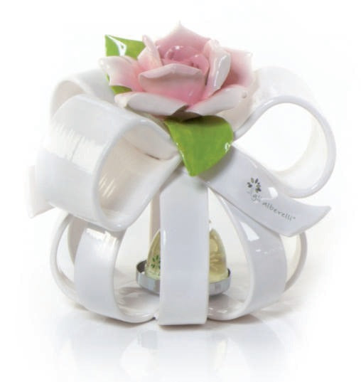 Gli Alberelli Sfera Nastri Colore Porta Candele Rose Made Italy 0510b