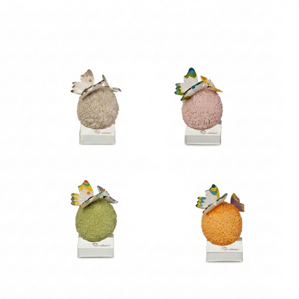 Gli Alberelli Sfera Prato Farfalle Ceramica Base Vetro 7x5 cm (Copia)
