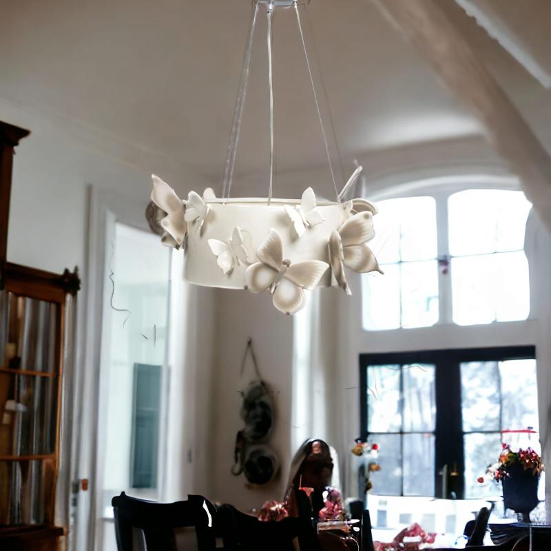 Gli Alberelli Sospensione Farfalle Lampadario Panna 0717P Cm. 58