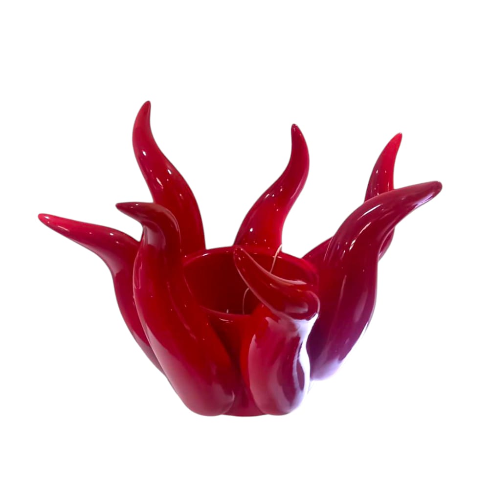 Gli Alberelli Vasetto Fiamma Portacandela in Ceramica di Capodimonte Ø25xH19 cm