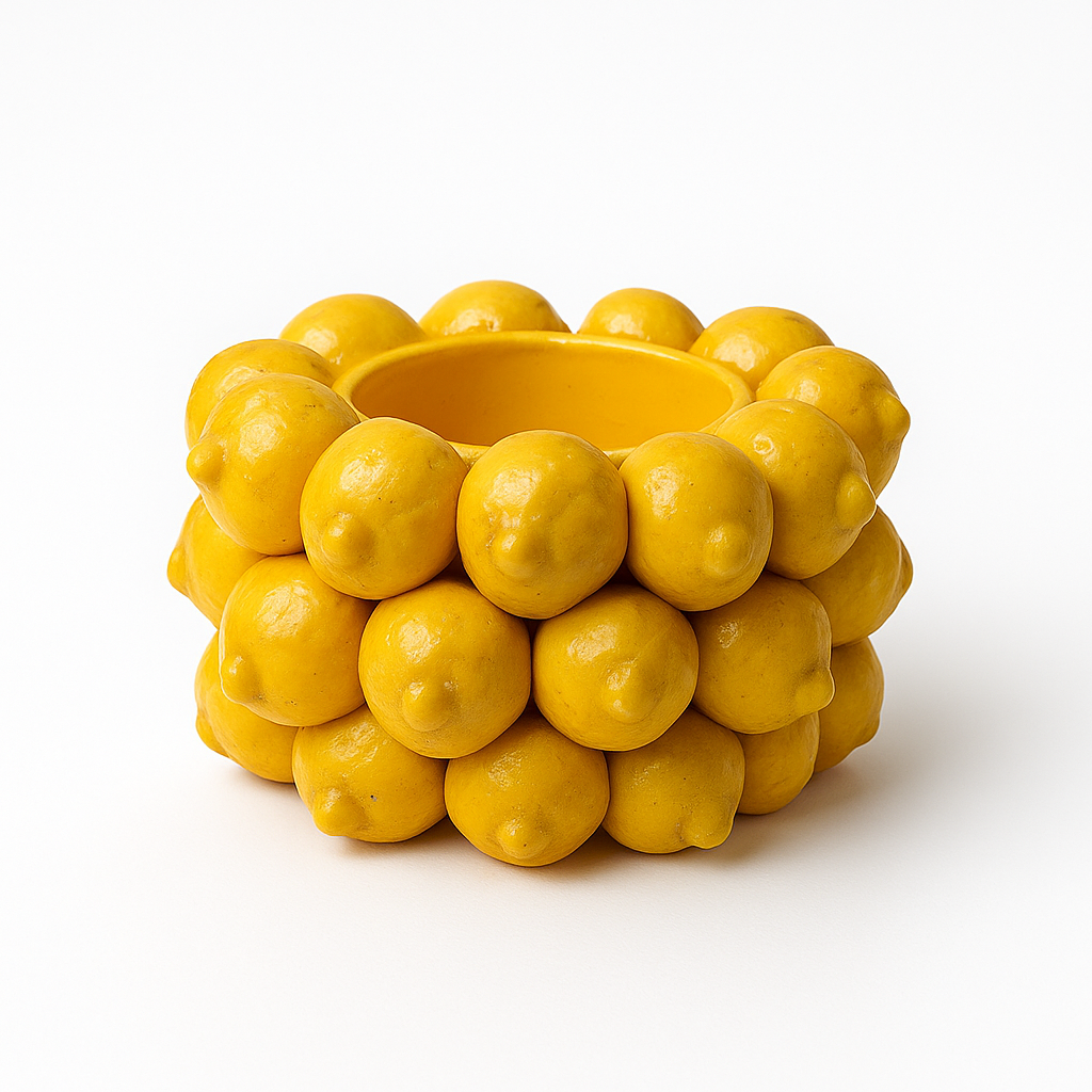 Gli Alberelli Cachepot Decoro Limoni in Ceramica di Capodimonte Ø32