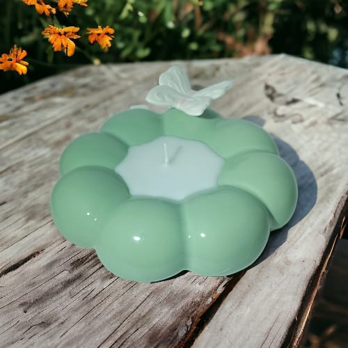 Ilary Queen Porta Candela in Porcellana decoro Farfalla Colorata 14x7 Cm