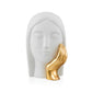Ilary Queen Statua Volto di Donna con Mano Oro - In Gres Bianco 13x18 Cm