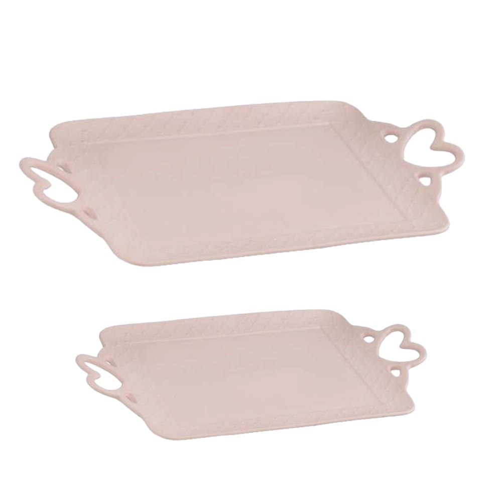 Ilary Queen Vassoio Ceramica Biscuit Rosa 32/23 Cm