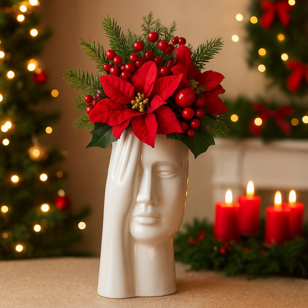 Ilary Queen - Vaso Mano sul Volto in Ceramica Lucida H.27 cm