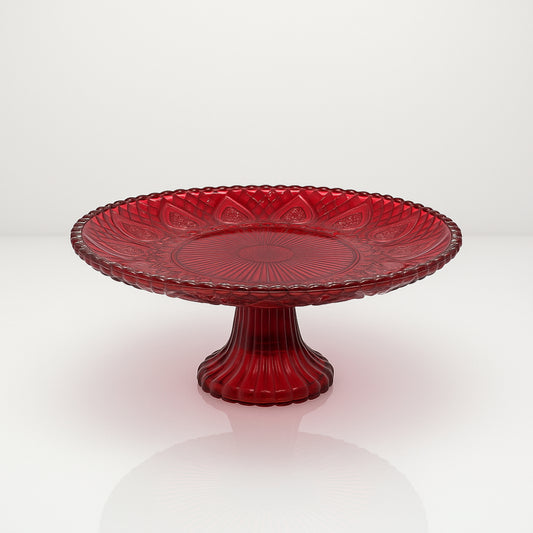 Ilary Queen Alzatina Vetro Rosso Decorato Ø18 × H8,5 cm