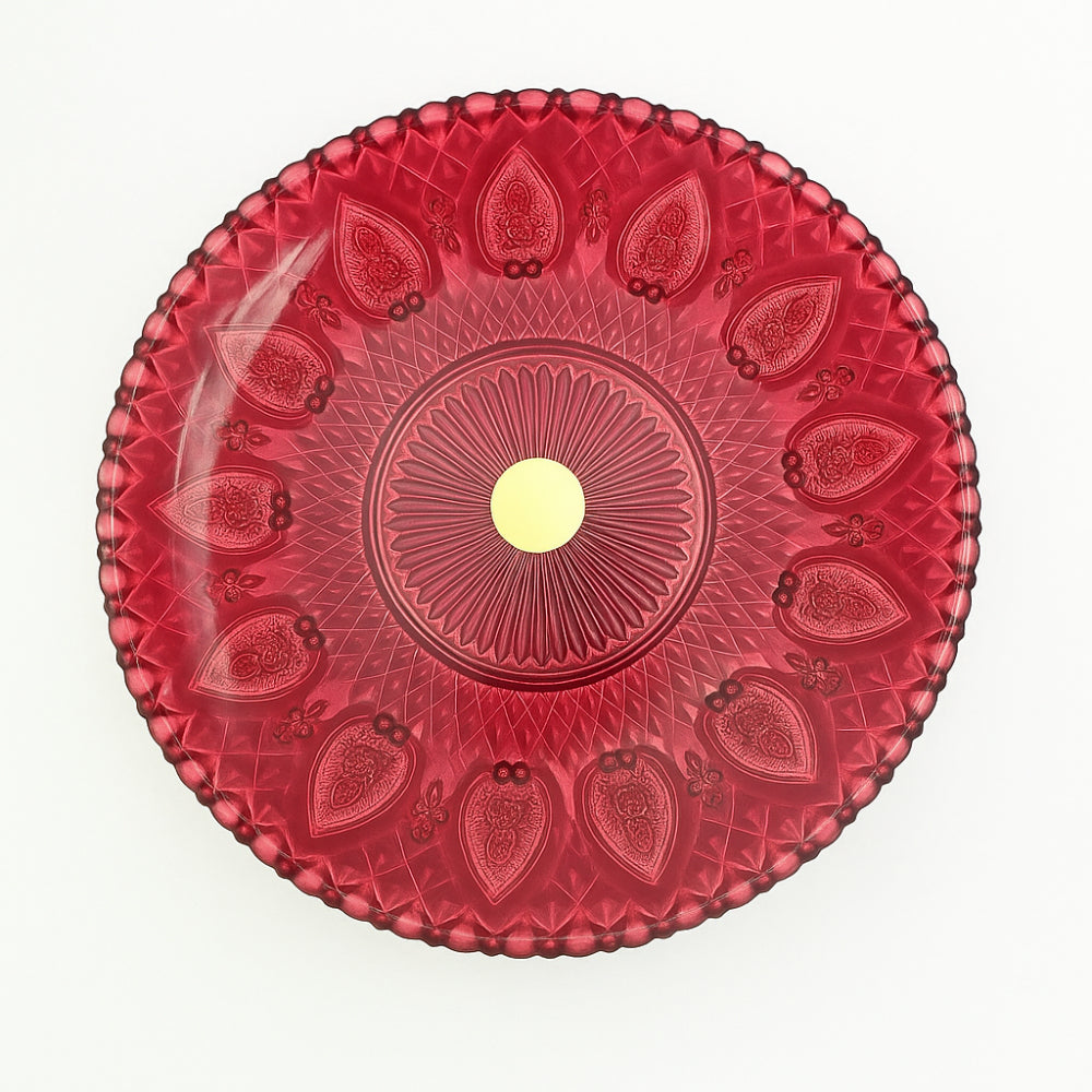 Ilary Queen Alzatina Vetro Rosso Decorato Ø18 × H8,5 cm