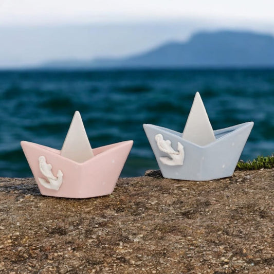 Ilary Queen Barca in Porcellana Rosa & Celeste - Bomboniere Battesimo