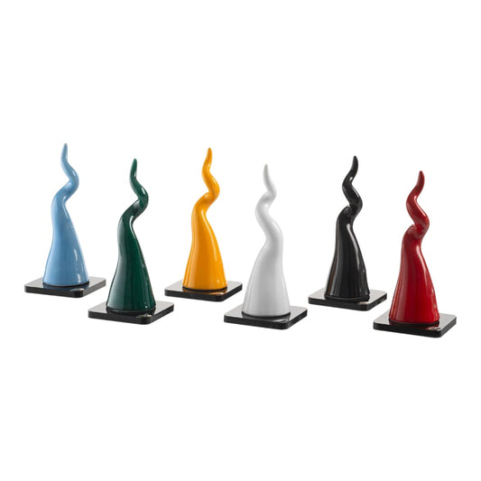 Ilary Queen Corno Napoletano in ceramica Lucida con Base in Plexy 9x21cm