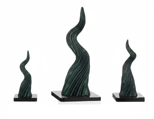 Ilary Queen Corno in PLA Verde Glitter con Base Plex H 16/19/26 cm