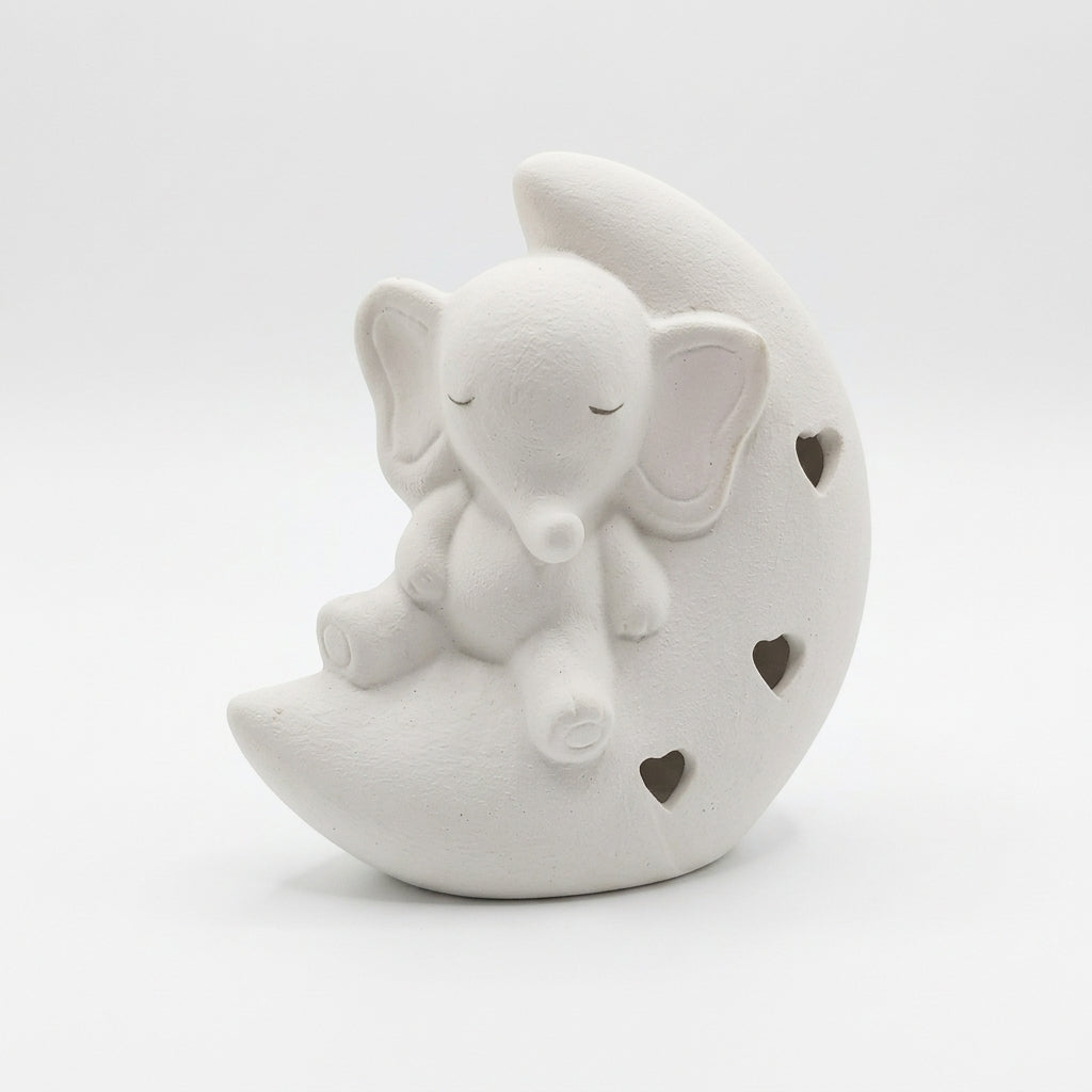 Ilary Queen Elefante su Luna in Gres 13x12 cm Rosa