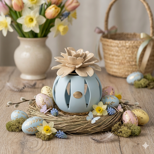 Ilary Queen Lampada Sfera LED in Ceramica Ø 12x16 cm Azzurro polvere