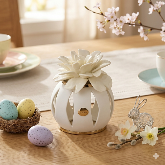 Ilary Queen Lampada Sfera LED in Ceramica Ø 12x16 cm Bianca