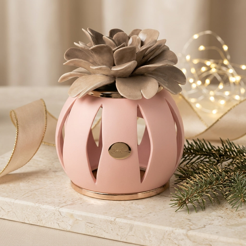 Ilary Queen Lampada Sfera LED in Ceramica Ø 12x16 cm Rosa