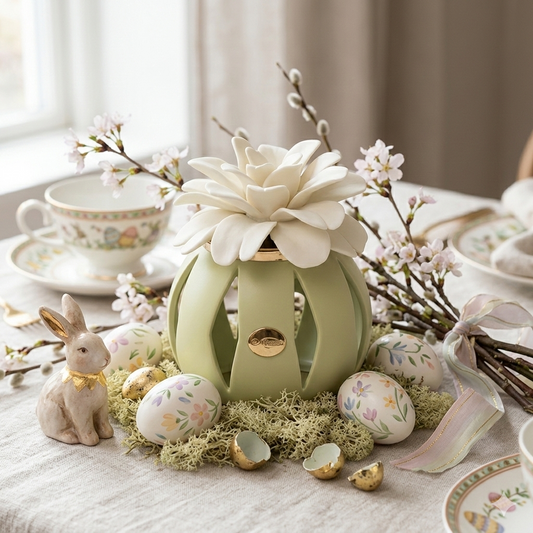 Ilary Queen Lampada Sfera LED in Ceramica Ø 12x16 cm Verde