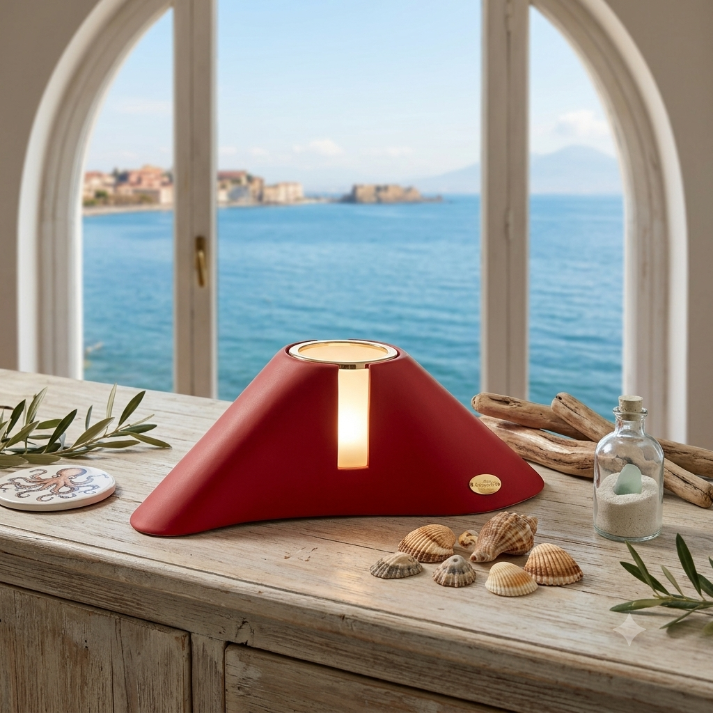 Ilary Queen Lampada Vesuvio con LED in Ceramica Rossa 31 cm