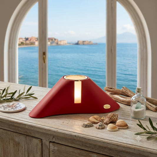 Ilary Queen Lampada Vesuvio con LED in Ceramica Rossa 31 cm