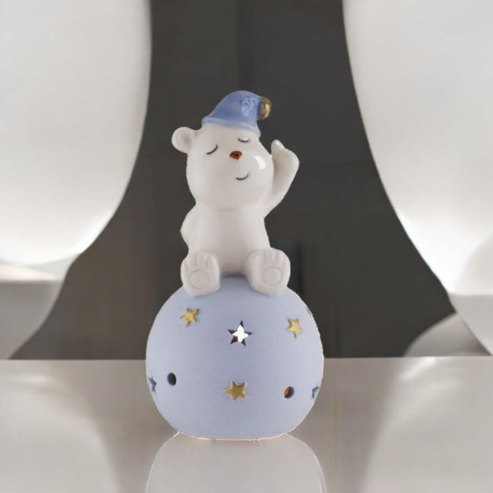 Ilary Queen 🧸 Orsetto su sfera a LED Porcellana Celeste