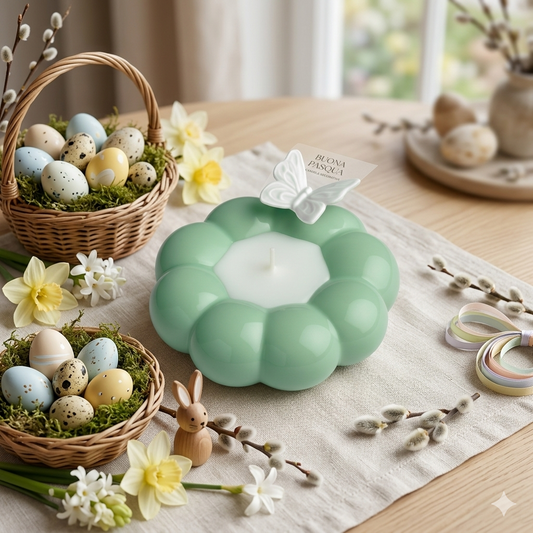 Ilary Queen Porta Candela Farfalla in Porcellana H 14 cm Verde