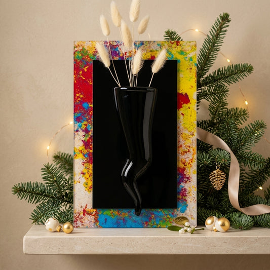 Ilary Queen Quadretto Plexy con Corno e Vasetto Nero 19x29 cm