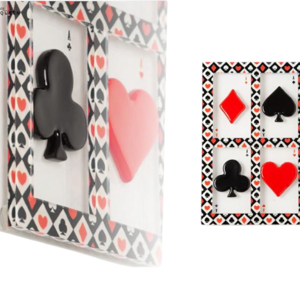 Ilary Queen Quadretto Poker - Quattro Semi in Ceramica su Plexy 19x29 cm