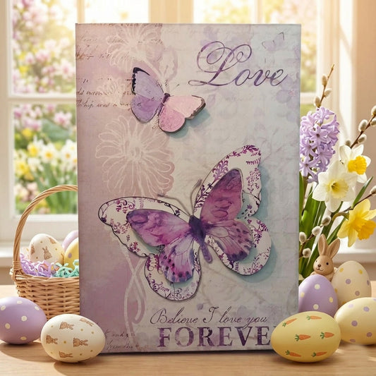 Ilary Queen Quadro Modern Farfalle Metallo LED 60x40 cm